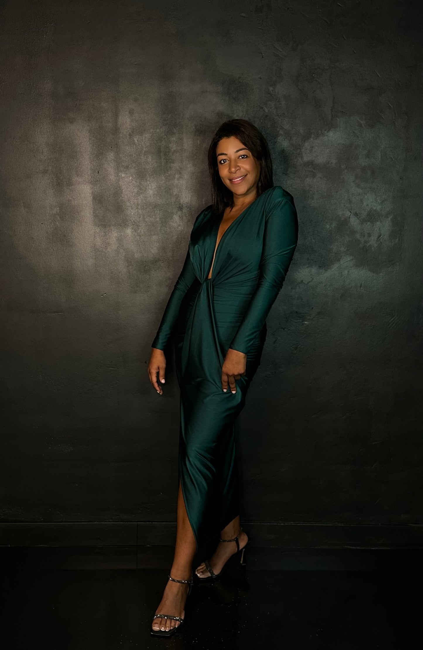 Vestido satinado Verde