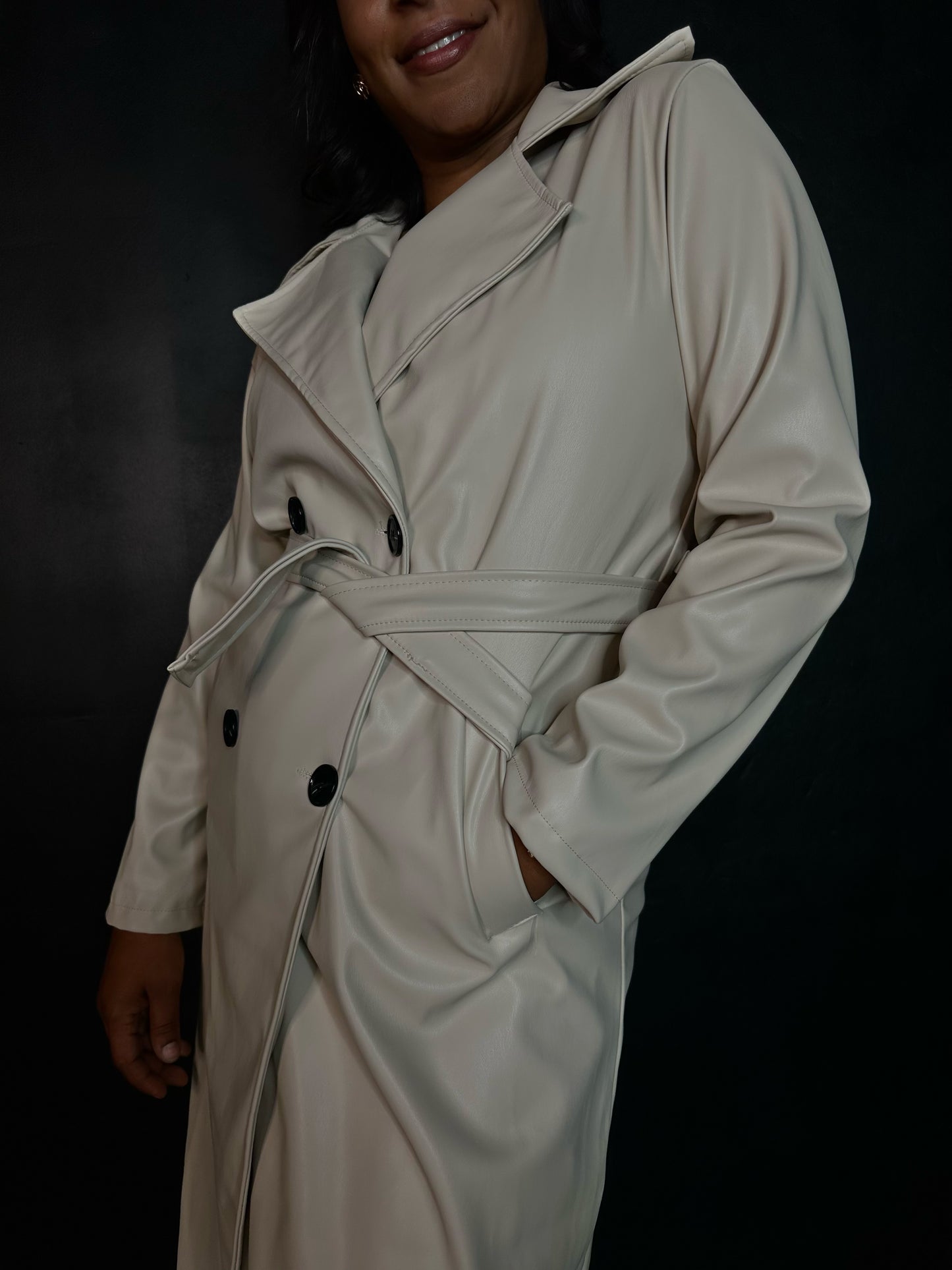 Beige trench coat
