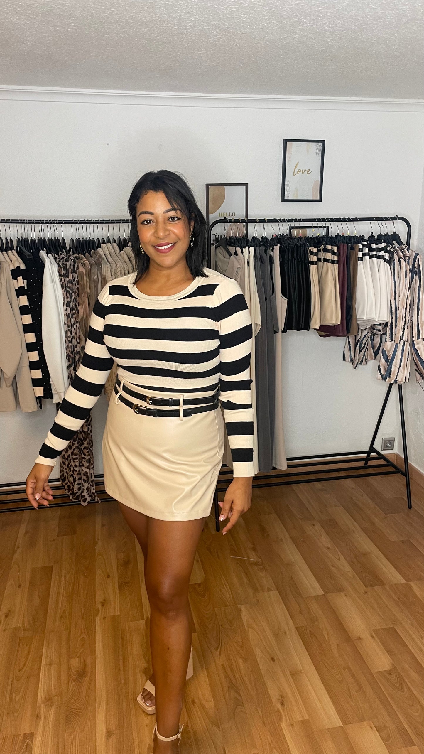 Double belt skirt (beige)