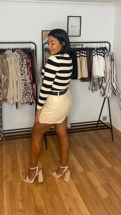 Double belt skirt (beige)