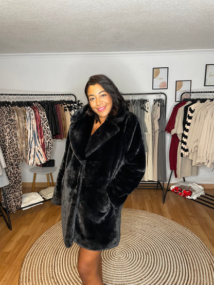 Manteau de fourrure noir