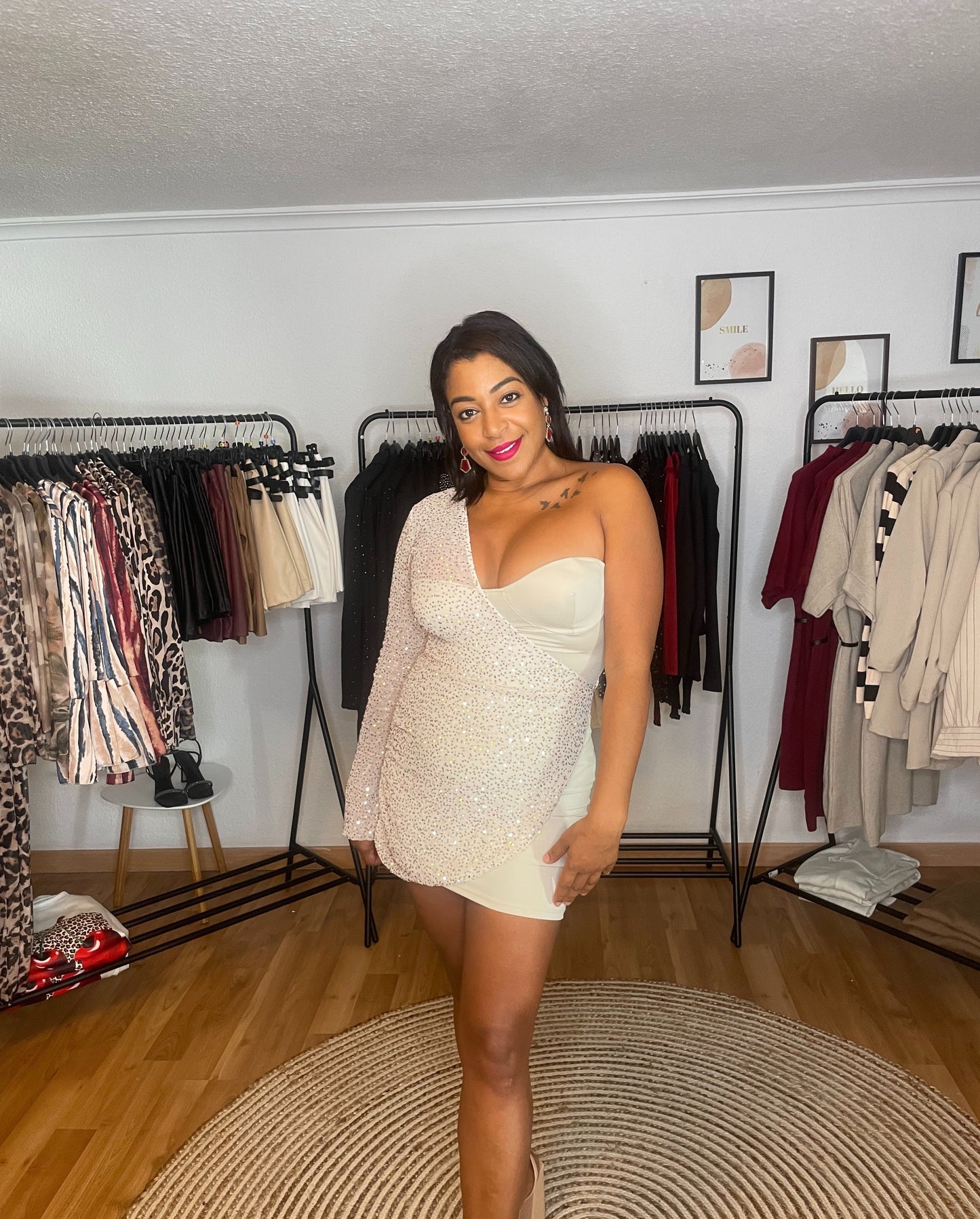 Vestido Champagne lentejuelas